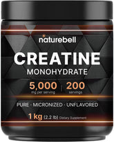 NatureBell Creatine Monohydrate powder jar supports steady energy during workouts.