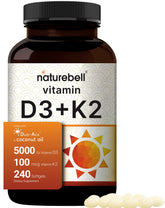 NatureBell D3 K2 softgels bottle for daily bone support