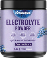 NatureBell Electrolytes concord grape flavor in a glass for quick post-workout hydration