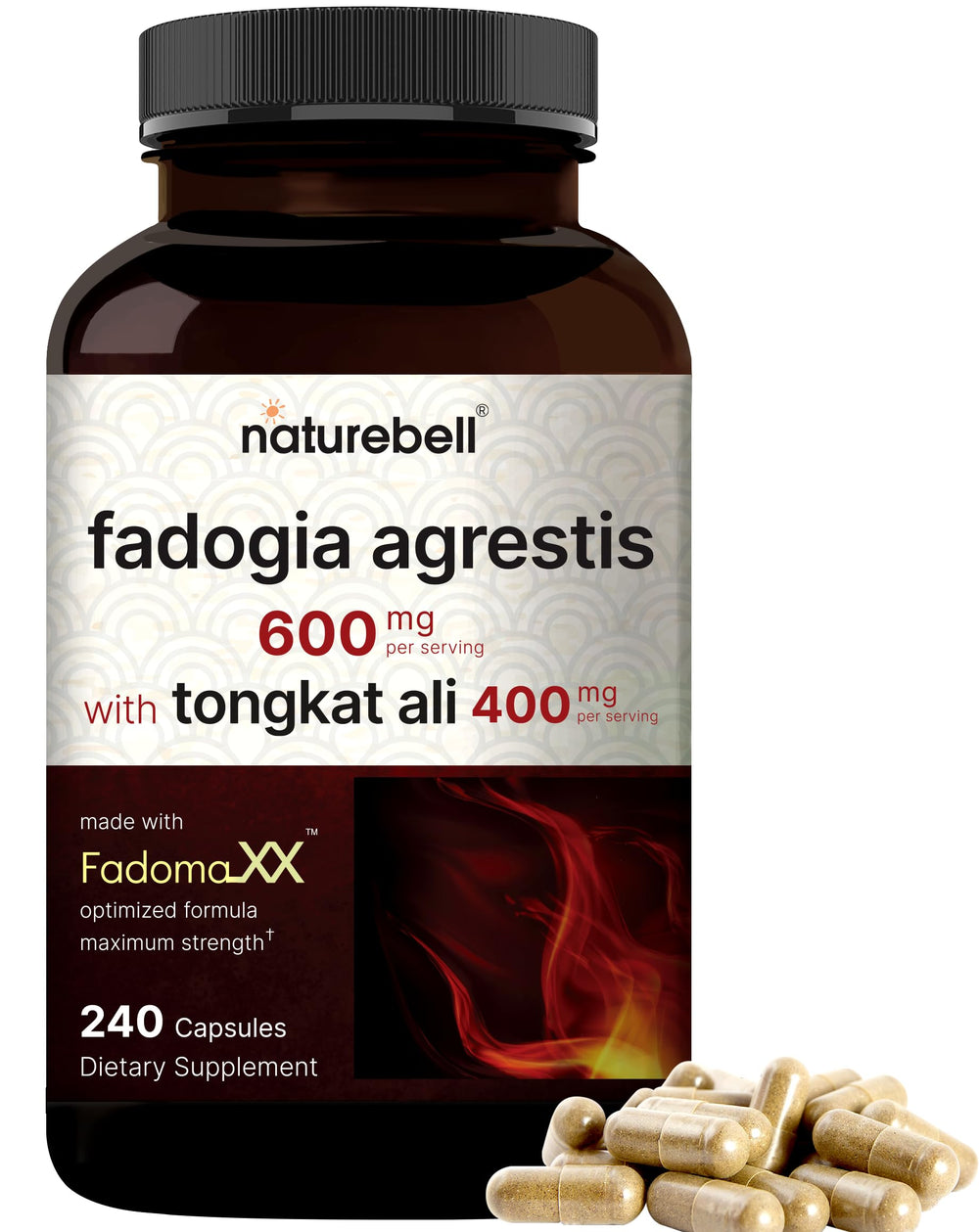 NatureBell Fadogia Tongkat bottle highlights the max-strength blend for daily stamina.