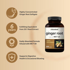 Ginger root capsules by NatureBell supporting occasional bloating relief