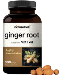 NatureBell Ginger Root with MCT Bottle for digestive comfort and absorption