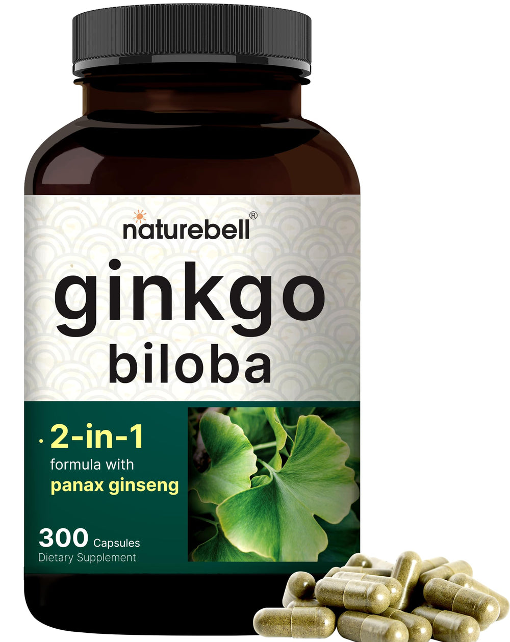 NatureBell Ginkgo Biloba bottle highlighting memory and focus support