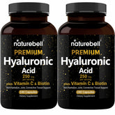 NatureBell hyaluronic acid supplement bottle showing daily skin and joint support.