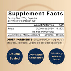 NatureBell L-Methylfolate 15mg capsules arranged for daily intake