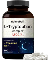 NatureBell L-Tryptophan bottle-front shows a high-strength calm formula for daily balance.