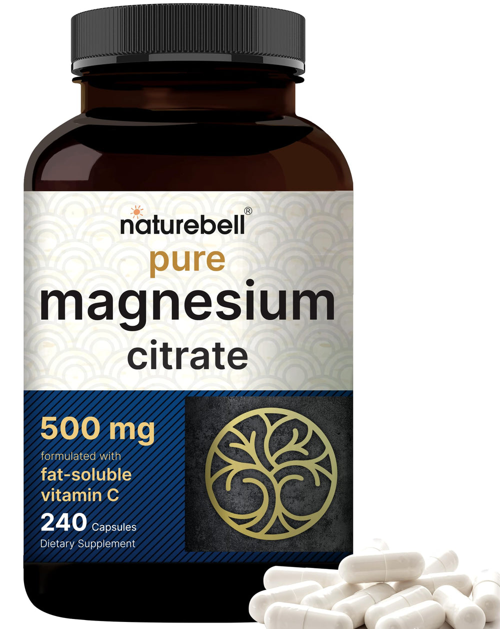NatureBell magnesium citrate 500mg bottle front for daily mineral support