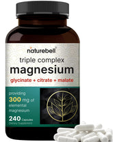 NatureBell Magnesium Complex bottle on a clean counter for daily wellness.