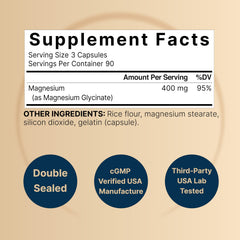 NatureBell Magnesium Glycinate 400mg capsules close-up highlighting chelated formula