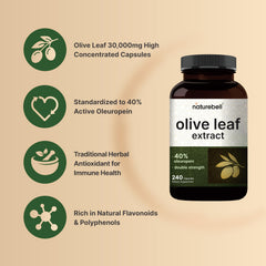 Close-up of oleuropein content at 40 percent in NatureBell extract.