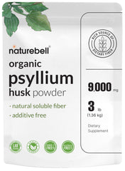 NatureBell psyllium husk fiber powder tub for daily digestive support.