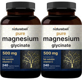 NatureBell magnesium glycinate bottle close-up, chelated for absorption