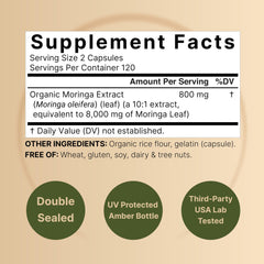 NatureBell Pure Moringa Capsules capsules close-up highlights easy, convenient daily use.