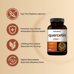 NatureBell Quercetin1000 bottle label highlights quercetin extract purity