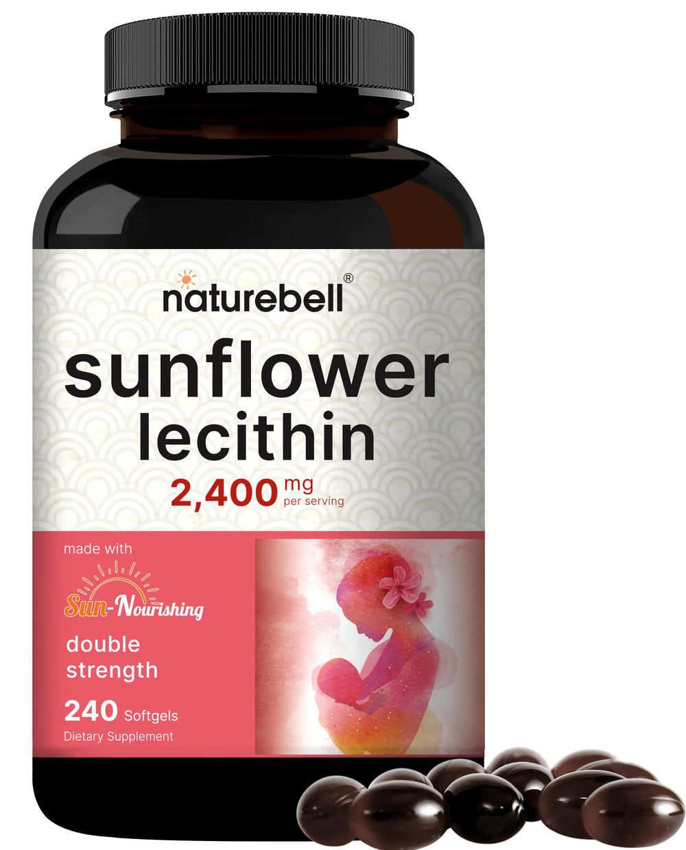 NatureBell Sunflower Lecithin softgels bottle front for daily wellness
