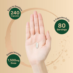 NatureBell TMG capsules being poured illustrating easy daily dosing