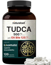 NatureBell TudCA bottle close-up shows high-absorption formula for digestive support