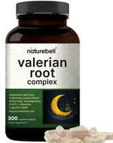 NatureBell Valerian Root bottle front showing calm evening appeal and sleep support.