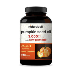 NatureBell Virgin Pumpkin Seed Oil softgel bottle for daily wellness.