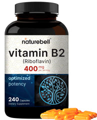 NatureBell Vitamin B2 Riboflavin bottle close-up highlighting energy support.