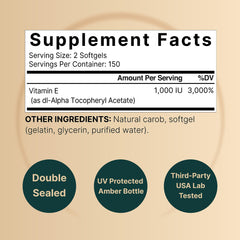 NatureBell Vitamin E Softgels serving size highlights 1,000 IU per dose for convenient daily use
