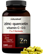NatureBell zinc quercetin bottle shown for daily immune support.