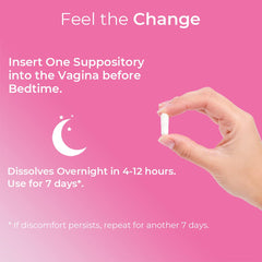 Natureland boric acid vaginal suppositories being applied for comfortable internal use.