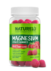 Naturelo magnesium citrate gummies berry bottle for daily calm and muscle ease