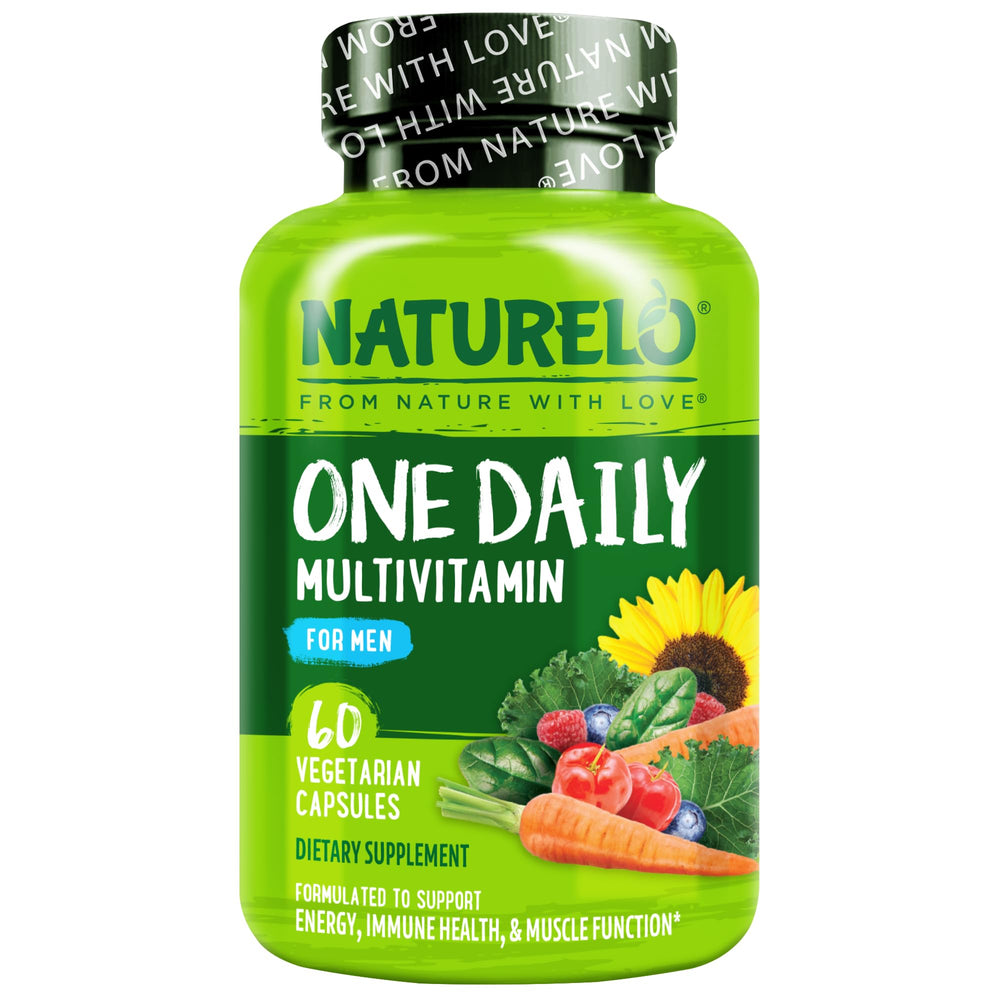 NATURELO Mens Multivitamins bottle front supports daily wellness and simple routines