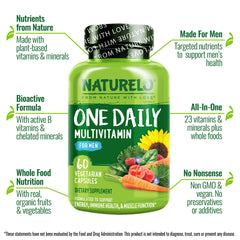 NATURELO Mens Multivitamins organic fruits and vegetables bowl, whole-food nutrition