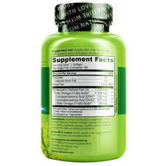 Naturelo omega-3 softgels close-up shows easy swallow and minimal aftertaste