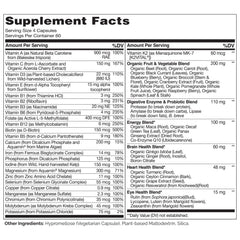 NATURELO Organic fruits and vegetables blend suggesting whole food nutrition.