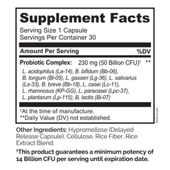 Naturelo Probiotics capsules close-up highlighting small vegetarian capsules and delayed-release design.