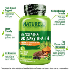 NATURELO Prostate capsule contains pygeum for holistic urinary comfort.