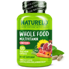 Naturelo Teen Multivitamin bottle front with teen-focused plant-based nutrition