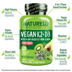 NATURELO vegan D3 from lichen visual confirms sustainable, plant-based sourcing.