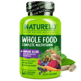 Naturelo Whole Food Multivitamin immune bottle pour supports daily wellness.