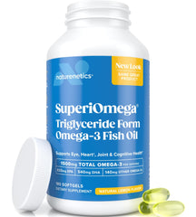 Naturenetics triglyceride omega-3 lemon bottle front highlighting high EPA and DHA