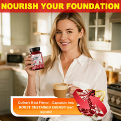 NaturePlanet label on bottle highlighting organic cayenne capsules for energy and well-being