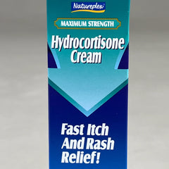 Natureplex Hydrocortisone Cream 1% tube close-up shows label and texture.