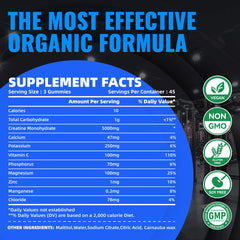 Natures Aid Creatine Monohydrate Gummies serving three gummies shows 5g