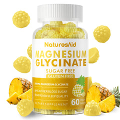Natures Aid magnesium glycinate gummies bottle showing pineapple flavor for daily calm