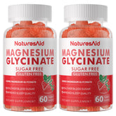 Nature's Aid Magnesium Glycinate Gummies bottle front shows sugar-free formula for daily use.