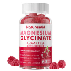 Natures Aid Magnesium Glycinate Gummies cherry bottle promotes calm mood
