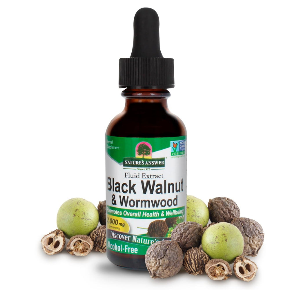 Nature's Answer Black Walnut and Wormwood Complex bottle showcasing herbal blend for daily wellness