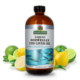 Nature's Answer cod liver oil bottle 16 oz highlighting omega-3 nutrition for heart and brain support