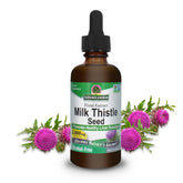 Nature's Answer Milk Thistle bottle with label highlighting alcohol-free formula.