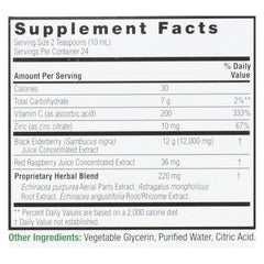 Nature's Answer Sambucus Immune bottle label highlights elderberry blend with echinacea and zinc for immune support.