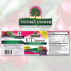 Nature's Answer UT Answer capsules close-up; vegan and gluten-free for convenient daily use.