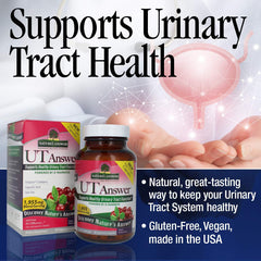 Nature's Answer UT Answer label highlights cranberry, D-Mannose, and Vitamin C.